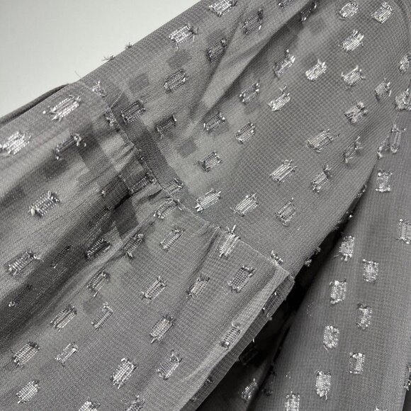 Chicos Women's Blouse Size XL Whimsy Goth Metallic Gray Beaded Bohemian Sheer - Picture 8 of 13